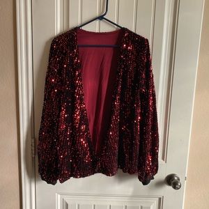 Red sequin jacket/cardigan